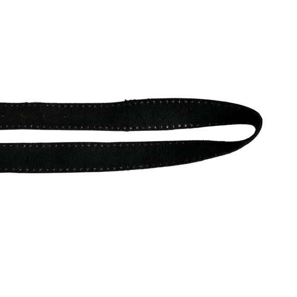 Cache bejeweled buckle, cowgirl belt, black leather studded, sz S, EUC vintage - Picture 10 of 13